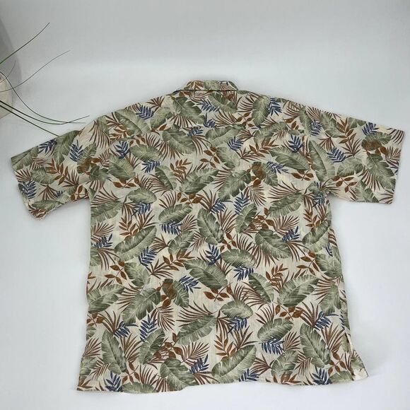 Vintage Tori Richard Aloha Shirt Cream/Green/Blue Tropical Mens Large - Picture 3 of 7